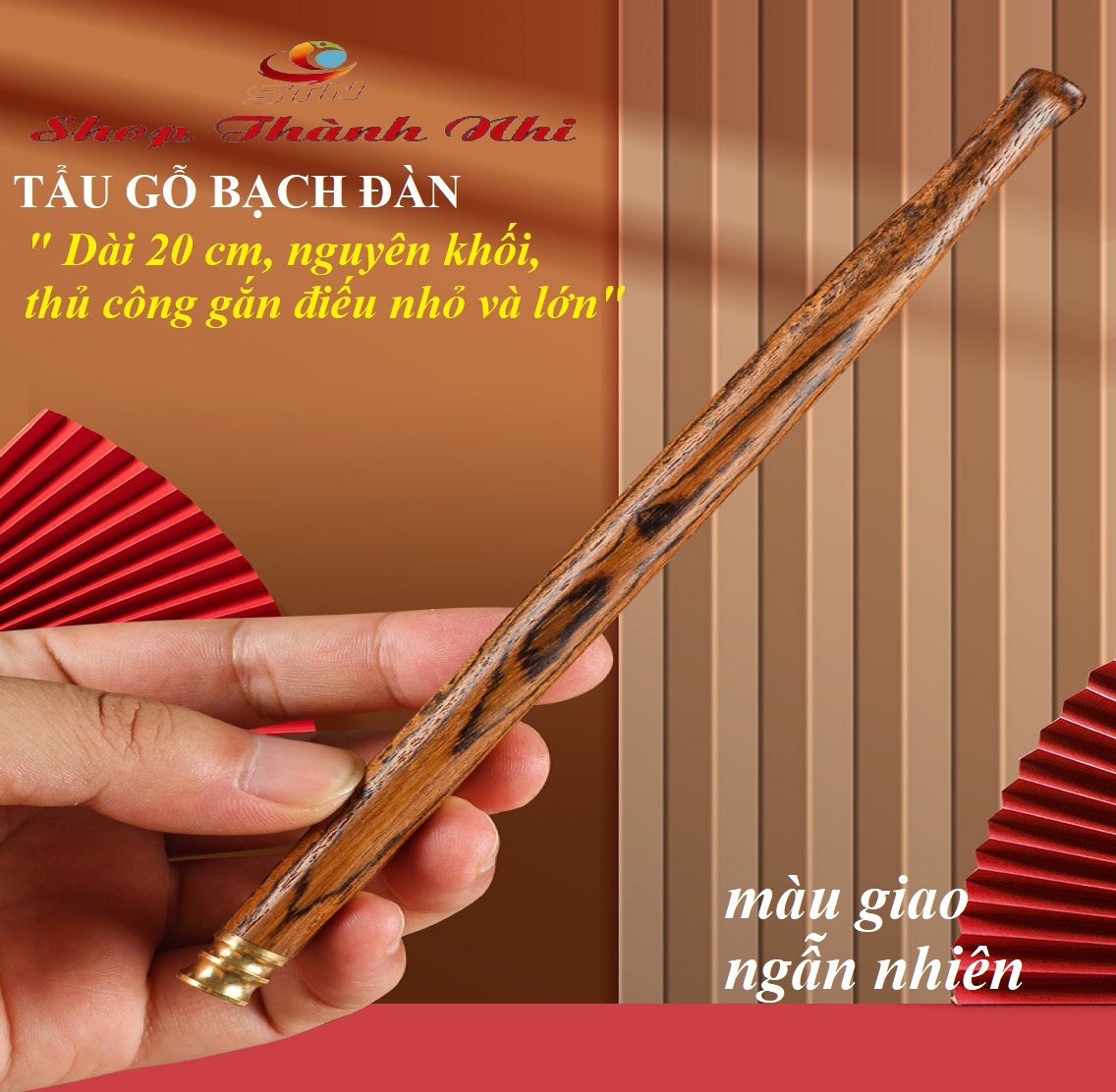 Tẩu thuốc gỗ Bạch Đàn nguyên khối thủ công cao cấp, Shop Thành Nhi  ( màu giao ngẫu nhiên)