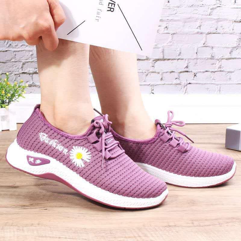 Giày sneaker thể thao nữ đế độn 5cm thời trang hàn quốc thêu bông cúc 000138