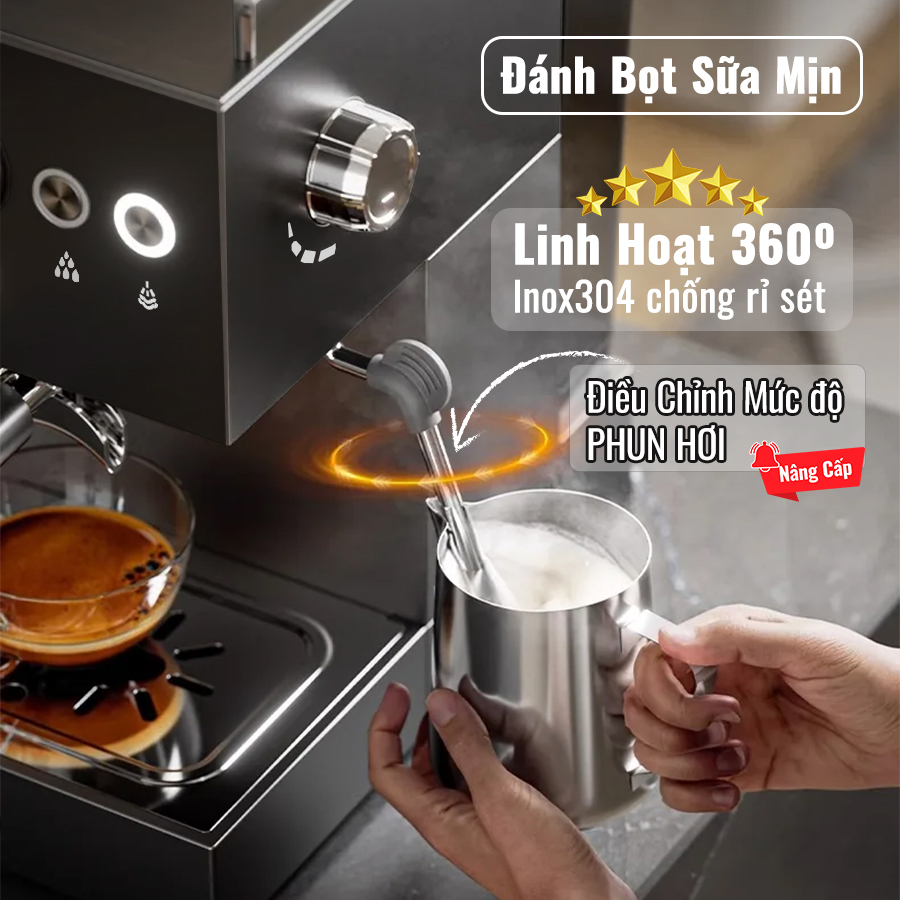 Máy Pha Cà Phê Espresso PCF05 chuyên nghiệp họng pha kim loại 58mm thương mại, tùy chỉnh cafe DIY tự động toàn diện, hàng chính hãng