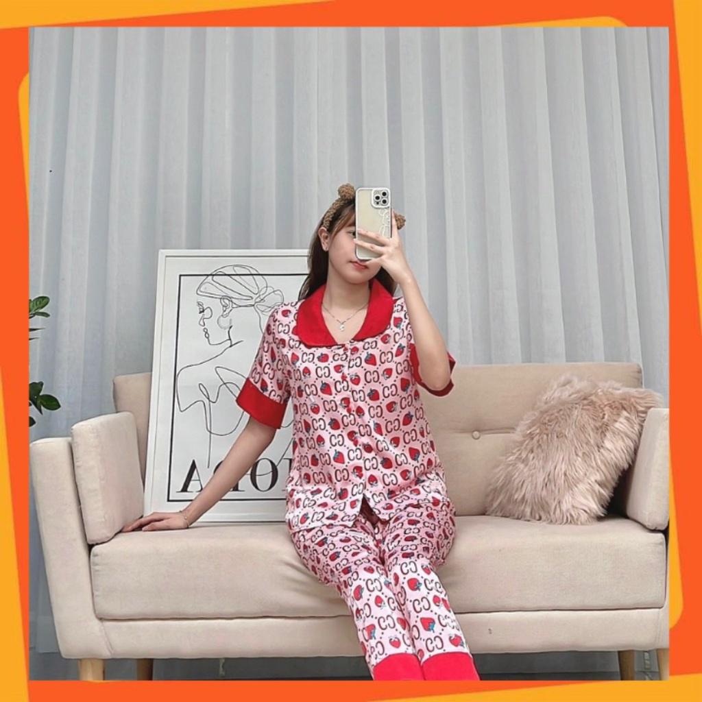 Bộ đồ mặc nhà chất lụa SATIN Nữ cao cấp quần dài áo cộc siêu kute BLU09