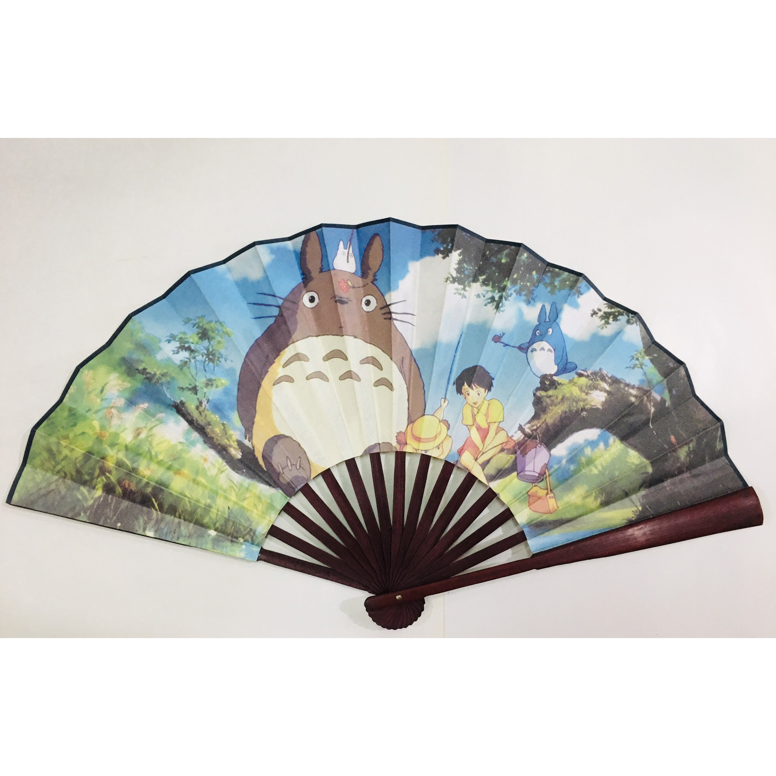 Quạt xếp Totoro dài 34cm - Qụat xoè. Qụat cầm tay in hình 2 mặt khác nhau Anime Manga