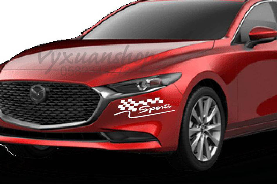 Decal dán nắp capo xe ô tô chữ ký Sport mind, decan trang trí xe hơi, sticker Sport mind các đời xe,màu xe