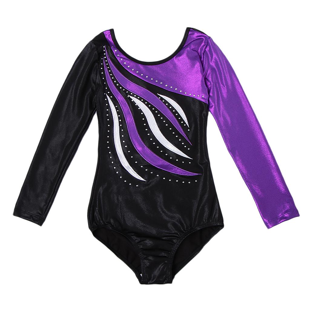 Kid Girl Leotard Ballet Dance Costume Long Sleeve Bodysuit Unitard Dancewear