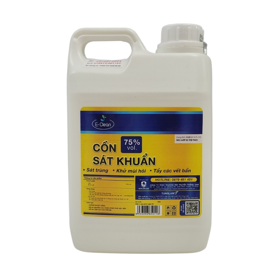 Cồn sát khuẩn 75% Vol. can 2 lít