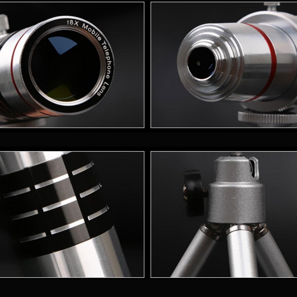 18X Universal Optical Zoom Mobile Phone Telephoto Telescope Lens Silver