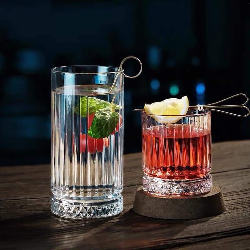 Ly thủy tinh sọc đế dày 220ML - Mã 5408H Dùng trong rượu tây & cafe đá