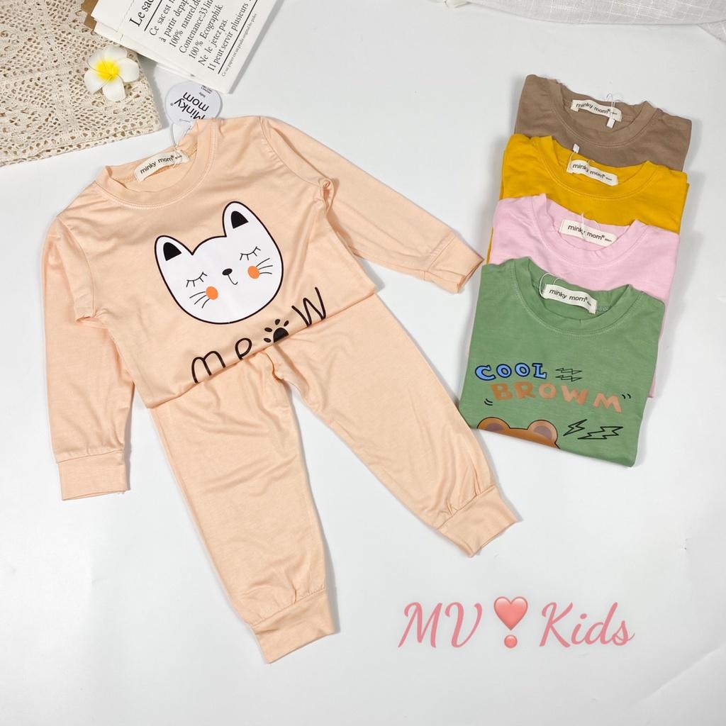 Bộ Quần Áo Bé Gái, Bé Trai Minky Mom Vải Thun Lạnh Hoạ Tiết Sư Tử Meow MKDTL03