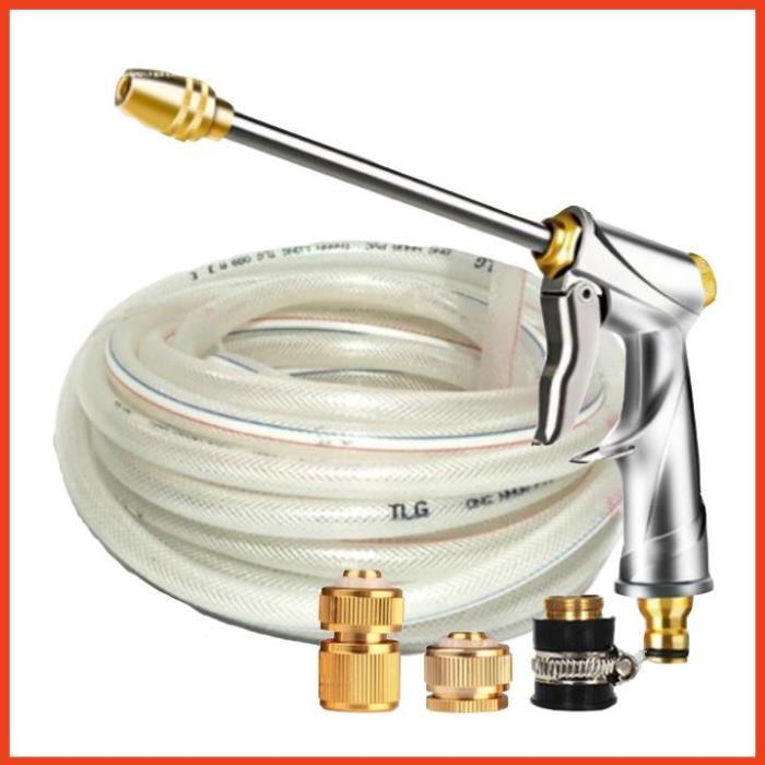 Rửa xe tưới cây Bộ dây và vòi xịt tăng áp lực nước 300% loại 25m cút đồng,nối đồng 206701-2