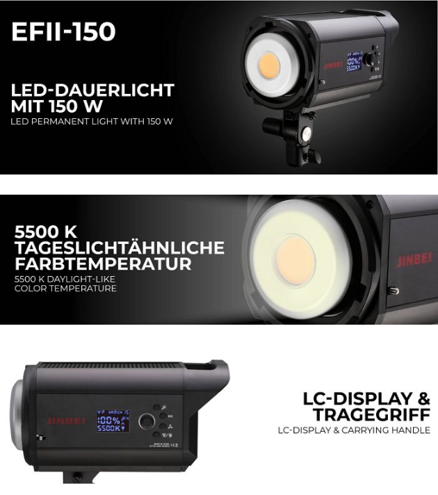 ĐÈN LED STUDIO JINBEI EFII-150 HÀNG CHÍNH HÃNG