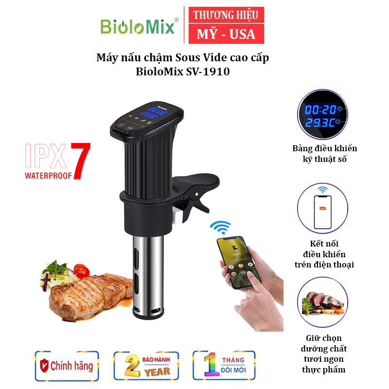 Máy nấu chậm thực phẩm Sous Vide BioloMix SV-1910 Smart cảm ứng điều khiển thông minh, công suất  1500W- HÀNG NHẬP KHẨU