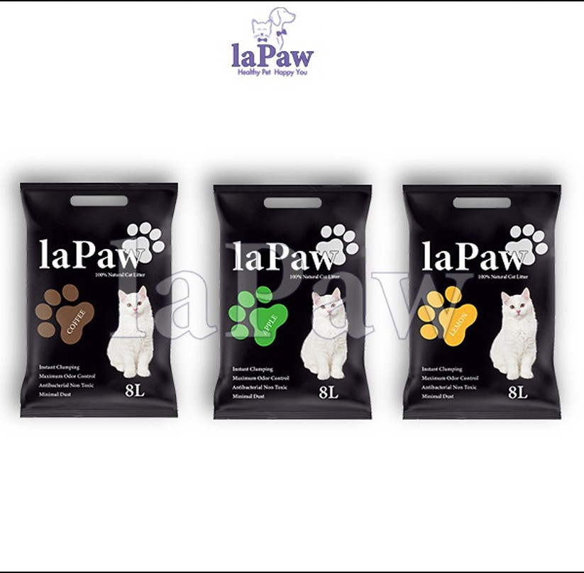 Cát vệ sinh cho mèo laPaw đất sét mix than hoạt tính 8L