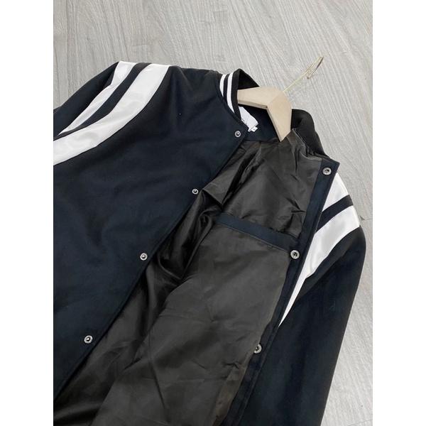 Bomber dạ tay da bomber 2 lớp dày dặn unisex