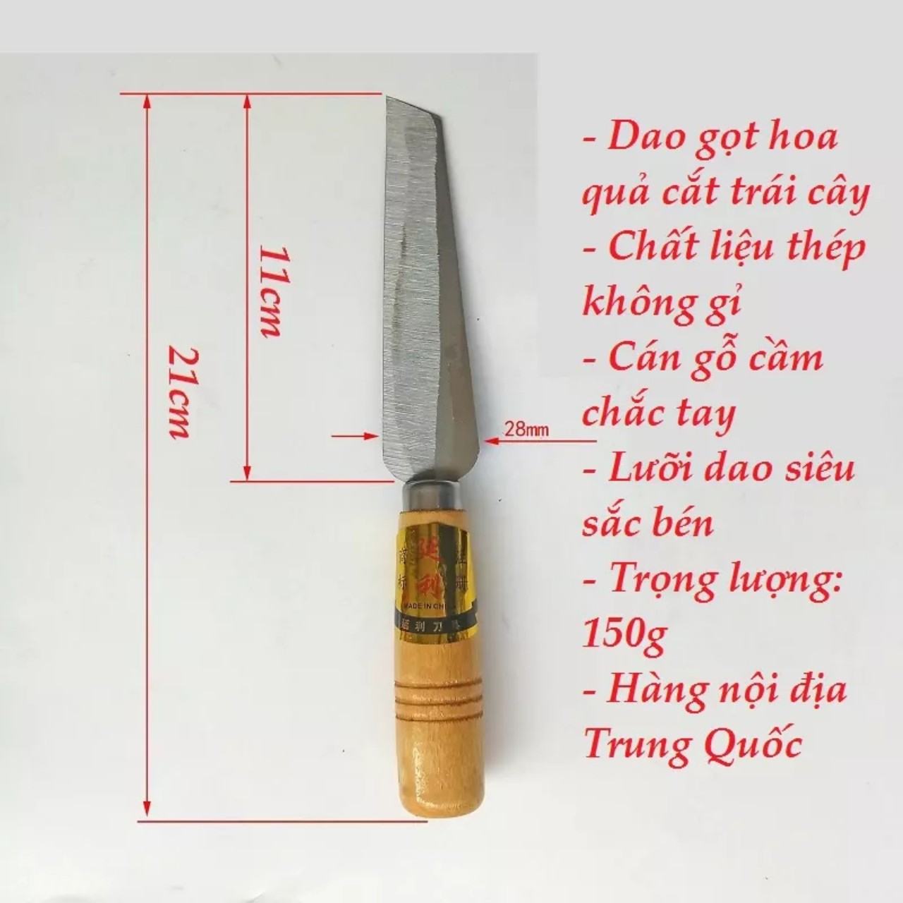 Dao Gọt Hoa Quả Cắt Trái Cây Hàng Nội Địa , Siêu Sắc Bén, Thép Không Gỉ, Tay Cầm Cán Gỗ Cầm Chắc Tay - Hàng Chính Hãng MINIIN