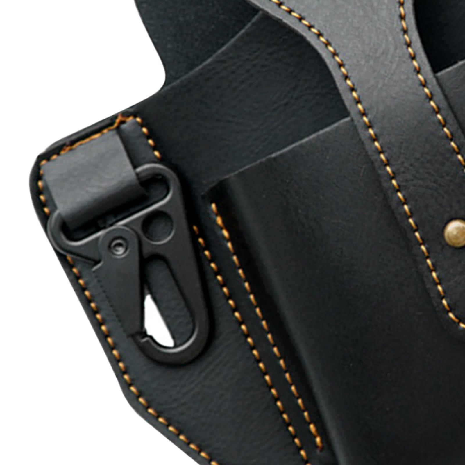 Vintage Men Waist Multifunction PU Leather Phone Case Waist Cover , Black