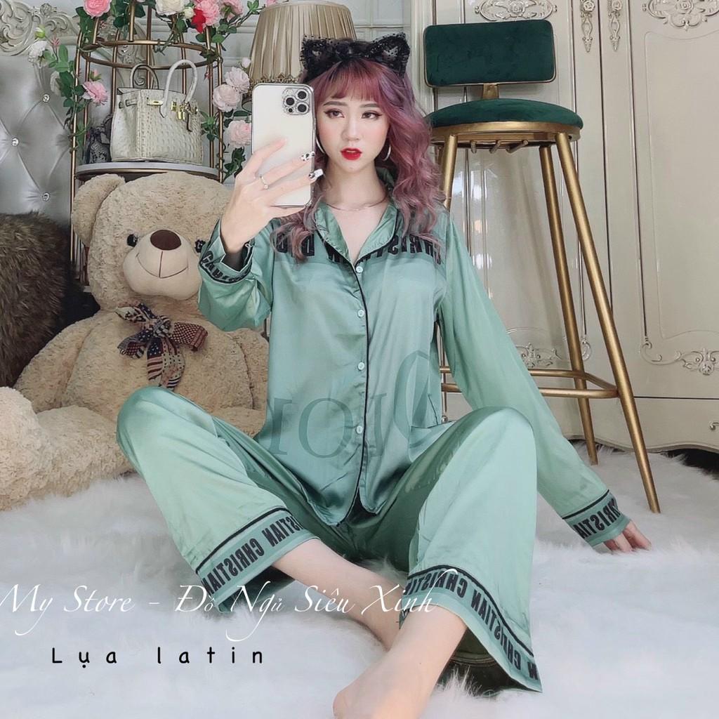 Đồ bộ mặc nhà Pijama tiểu thư tay dài quần dài lụa latin siêu mềm mịn mát freesize dưới 62kg MY STORE S22