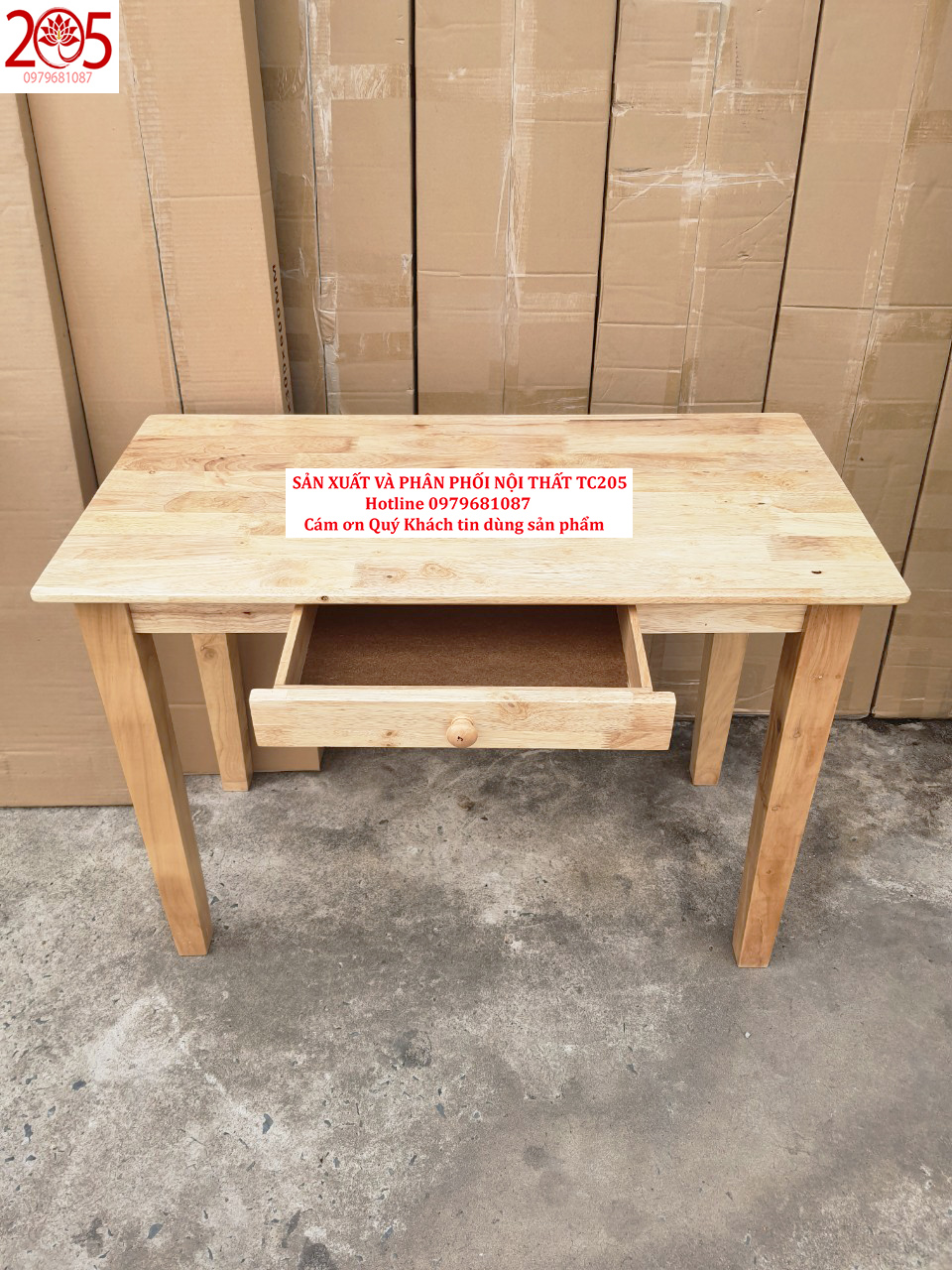 BÀN LÀM VIỆC có 1 HỘC TỦ - GỖ CAO SU - 100x50x75 cm