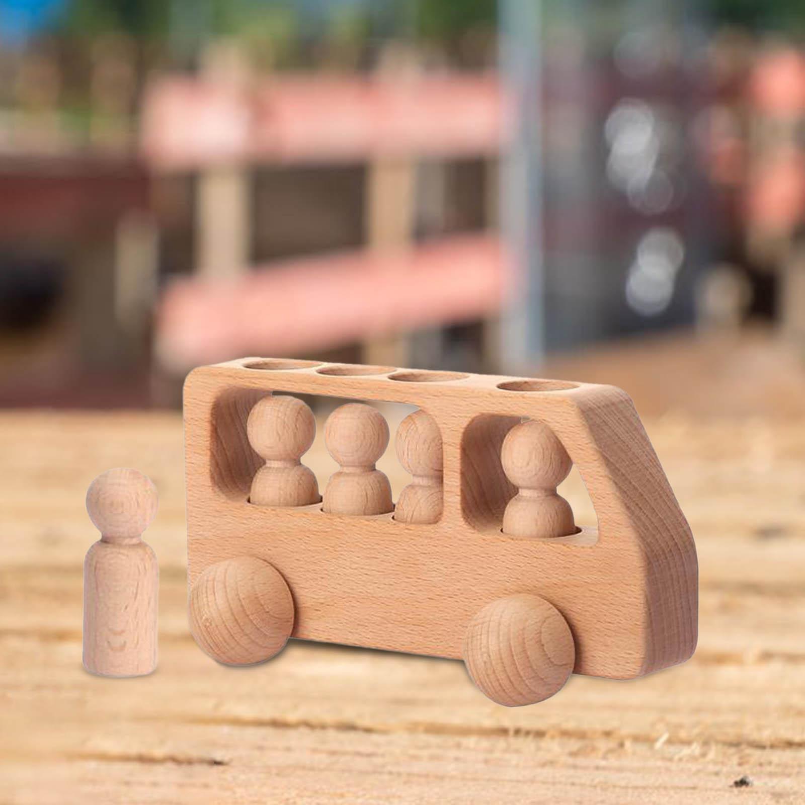 Wooden Car Playset Peg Dolls Learning Educational Toy Playset for Kids Gifts