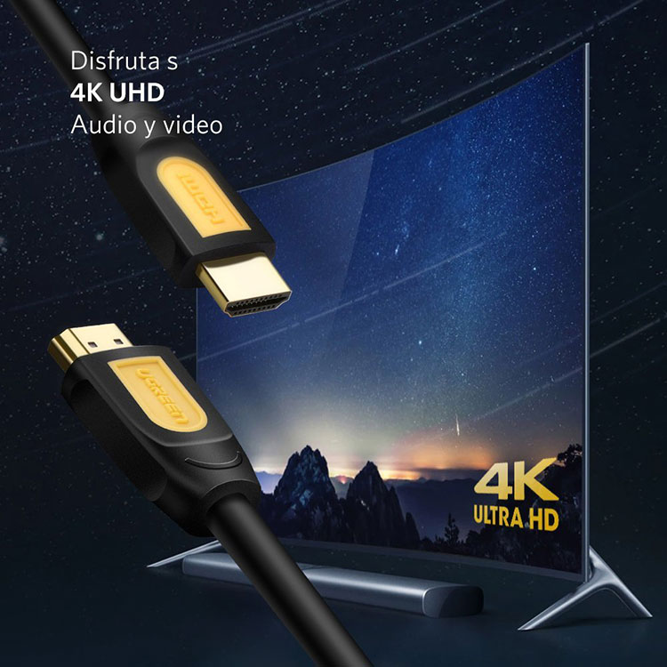 Cáp HDMI 1.4 Ugreen 10130, tròn, dài 3m, hỗ trợ HD, 2k, 4k - Hàng Chính Hãng