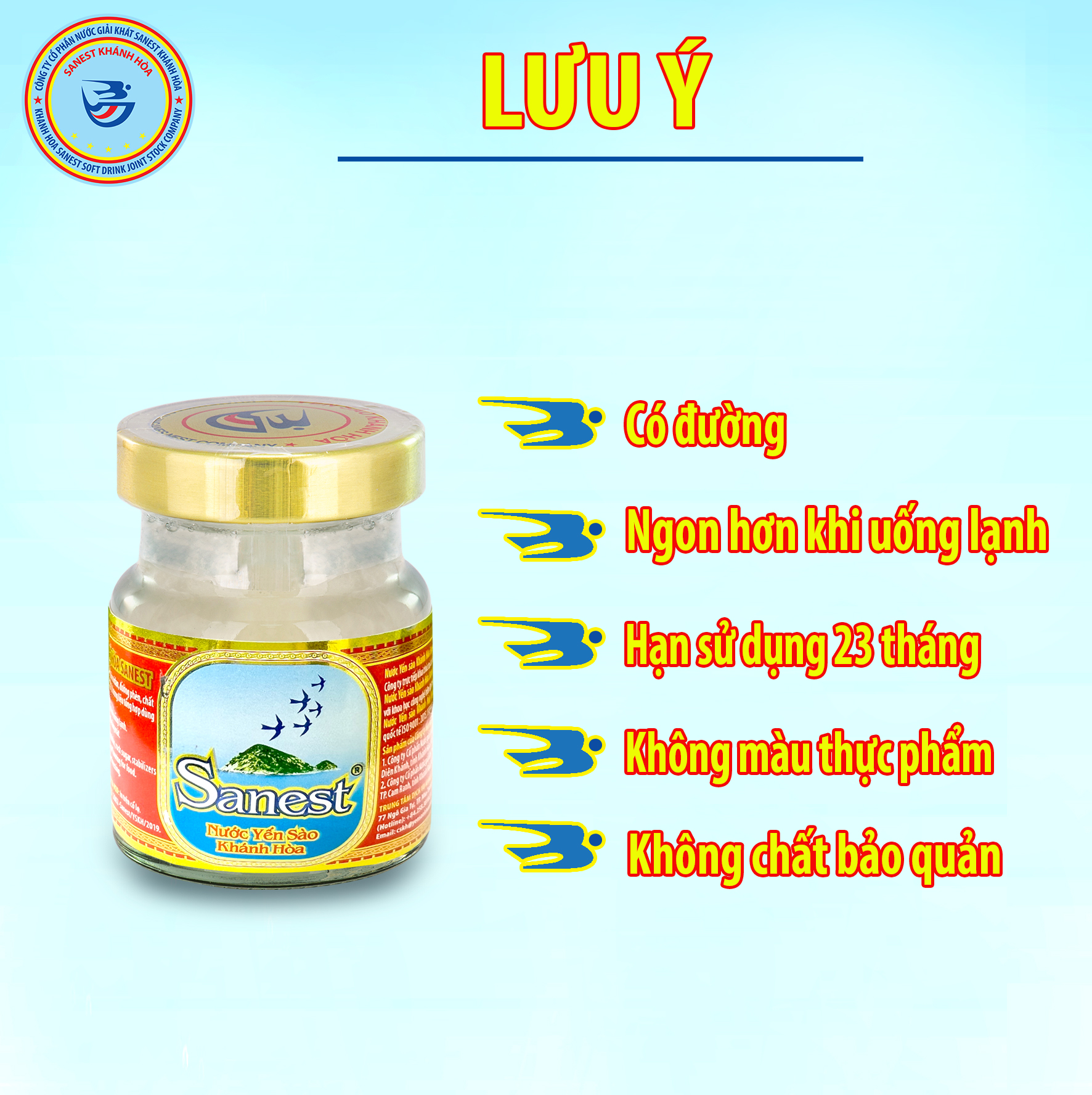 Nước Yến sào Khánh Hòa Sanest có đường đóng lọ 70ml