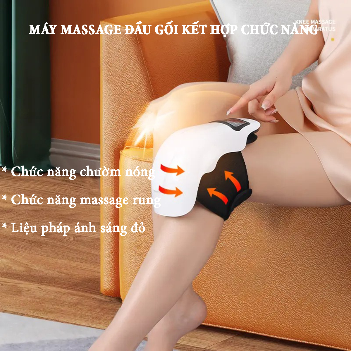 Máy massage đầu gối 9 cấp độ rung kết hợp chức năng chườm nóng với ánh sáng đỏ 9 mức nhiệt độ công suất 10W giảm đau mỏi, giải pháp trị liệu hiệu quả