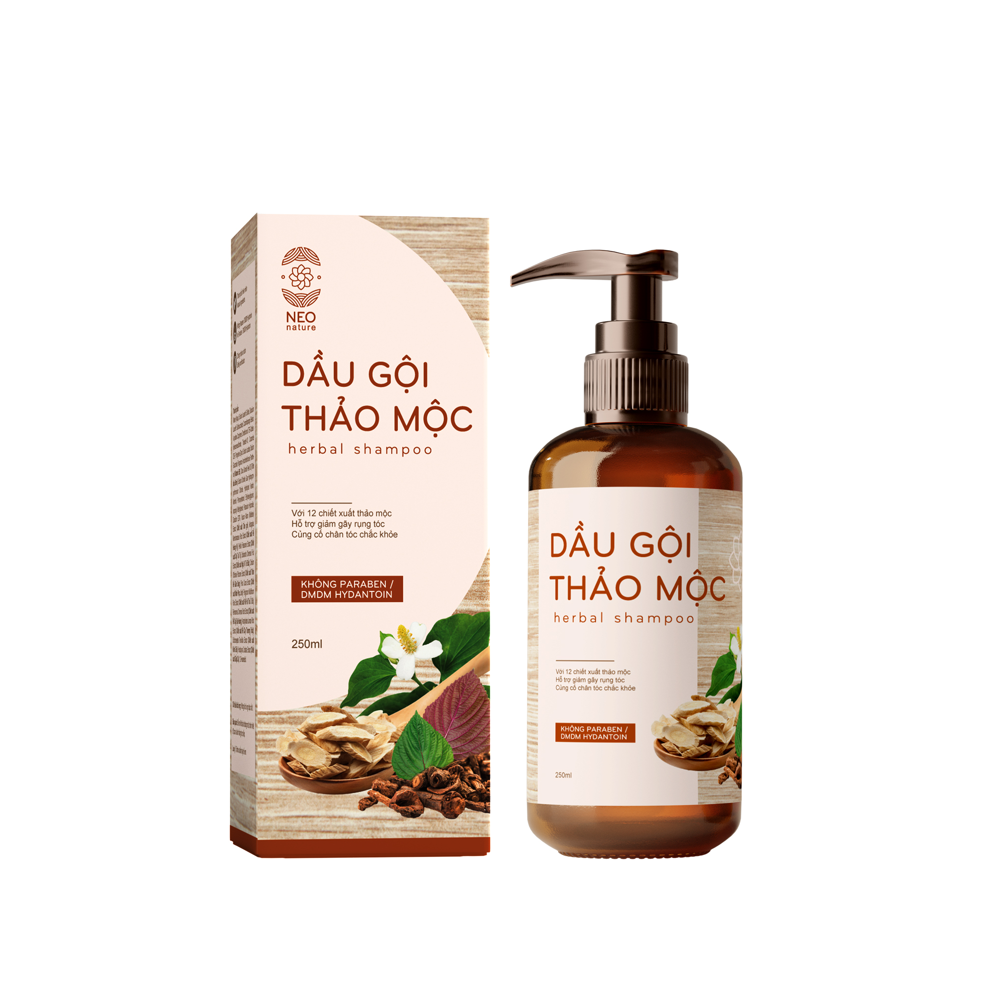 DẦU GỘI THẢO MỘC NEO NATURE HỖ TRỢ GÃY RỤNG, DƯỠNG CHÂN TÓC CHẮC KHỎE 250ML