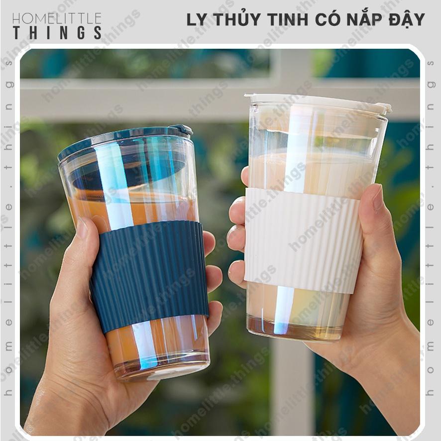 Ly, cốc thủy tinh đựng nước có nắp đậy kín mang đi 450ml