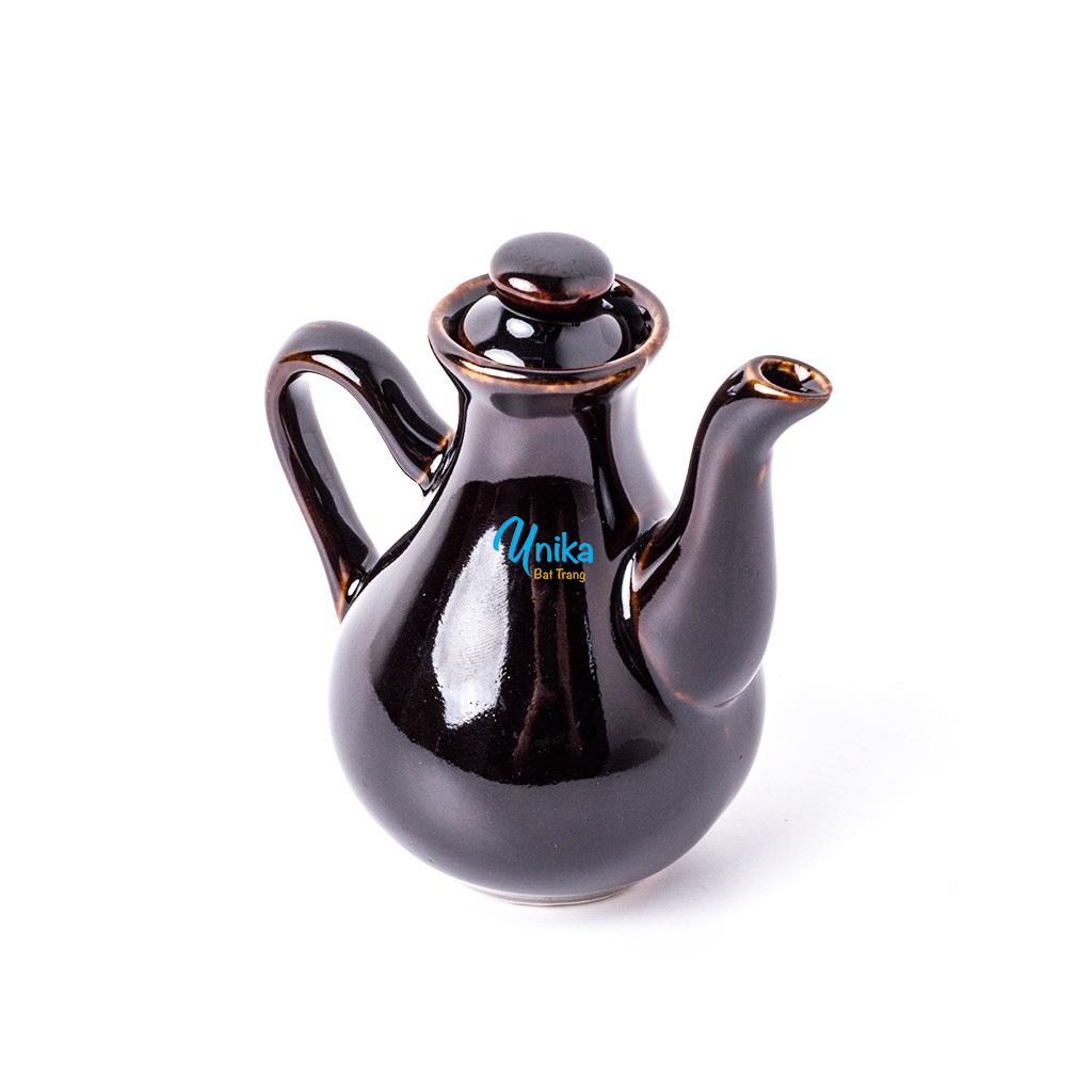 Ấm nước chấm men hỏa biến (3 màu men) -  Vịt mắm gốm Unika Bát Tràng