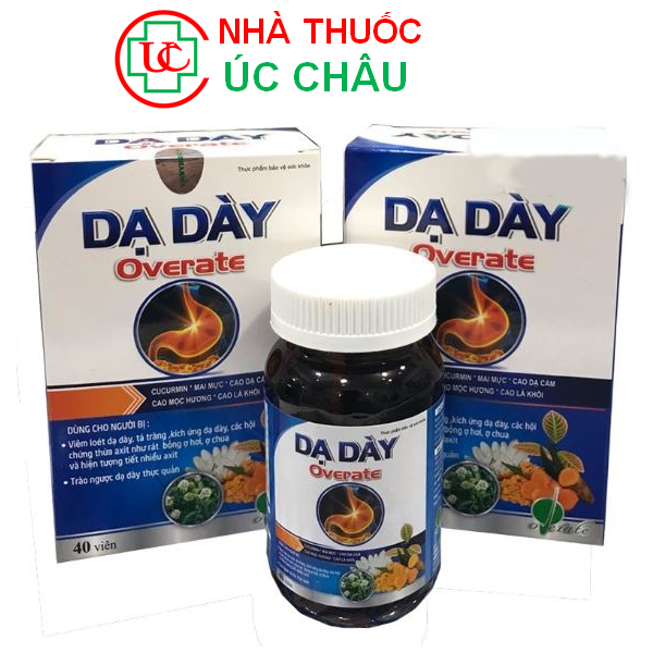 Dạ dày overate dạng viên, Hỗ trợ giảm đau dạ dày, giảm tiết acid, ợ hơi ợ chua