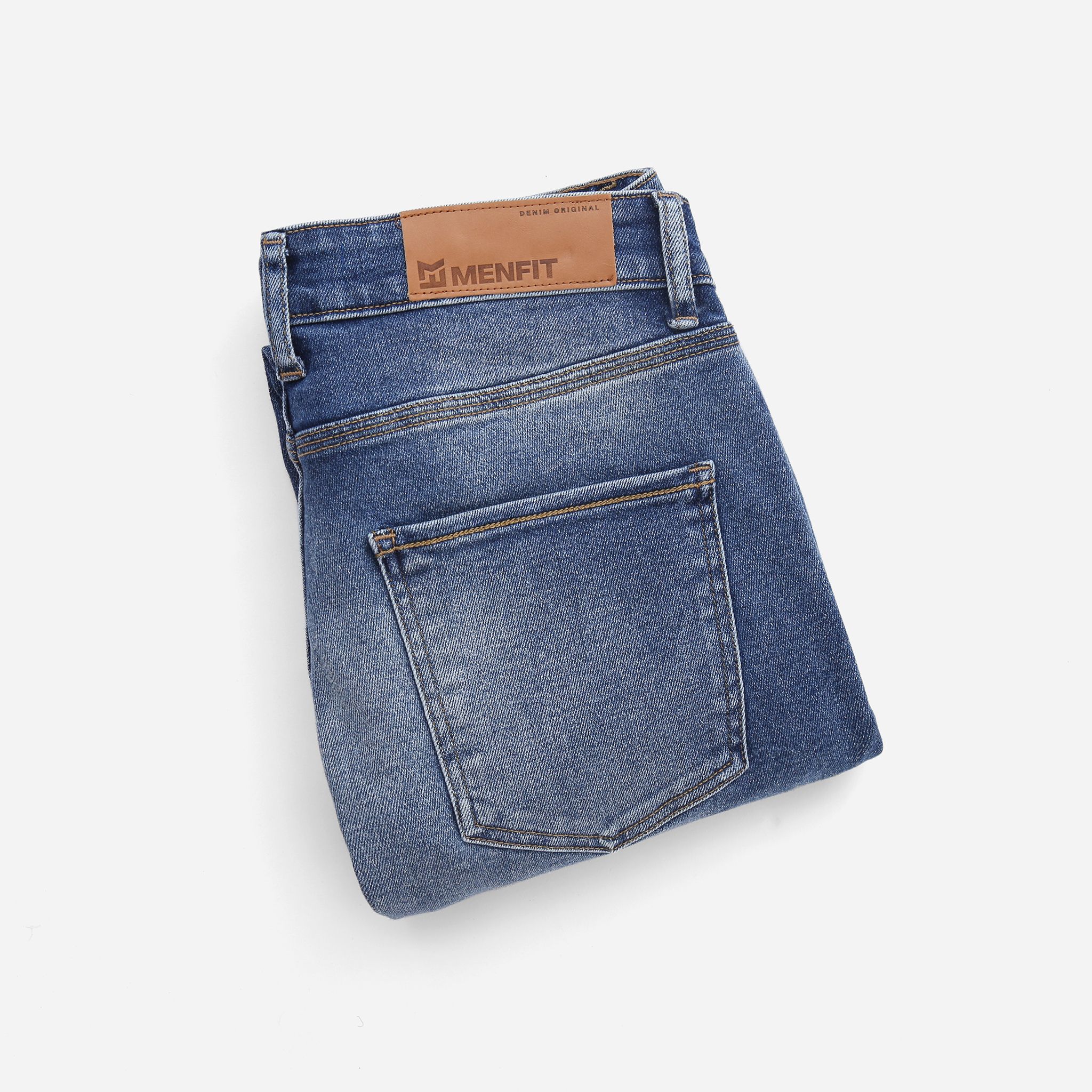 Quần jean nam xanh cao cấp MENFIT 0532 chất denim co giãn nhẹ 2 chiều, chuẩn form, thời trang