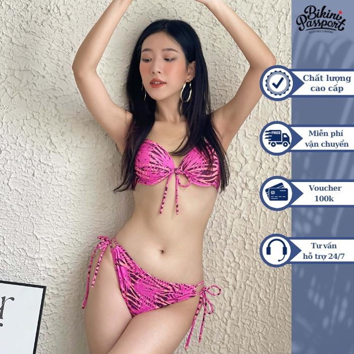 Đồ bơi nữ BIKINI PASSPORT kiểu hai mảnh cột dây hai bên - Hồng - BS099_PK