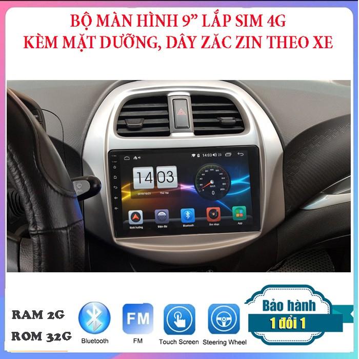 Bộ màn hình lắp sim 4g cho xe CHEVROLET SPARK, RAM 2G, ROM 32G, màn thu phát wifi, vào mạng trực tiếp