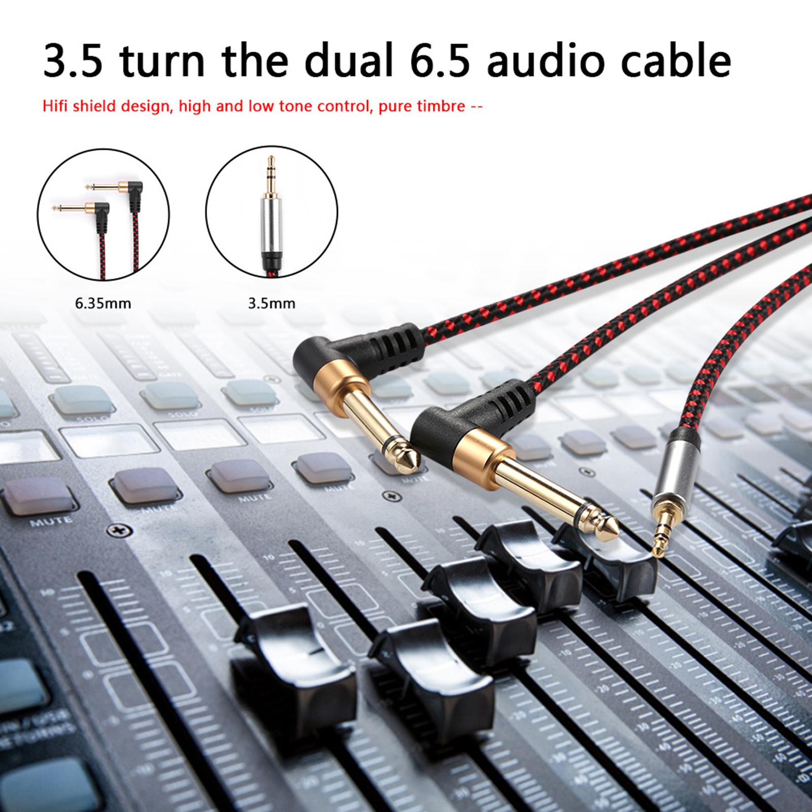 3.5 mm to 2 X 6.35 mm, Gold-Plated 3.5mm 1/8" TRS Male to Dual 6.35mm 1/4" TS Male Mono Audio Splitter Cable for Smartphone, Amplifiers