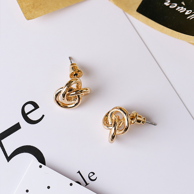 Bông Tai Nữ Nút Kim Loại Cách Điệu Phong Cách Châu Âu Sang Trọng