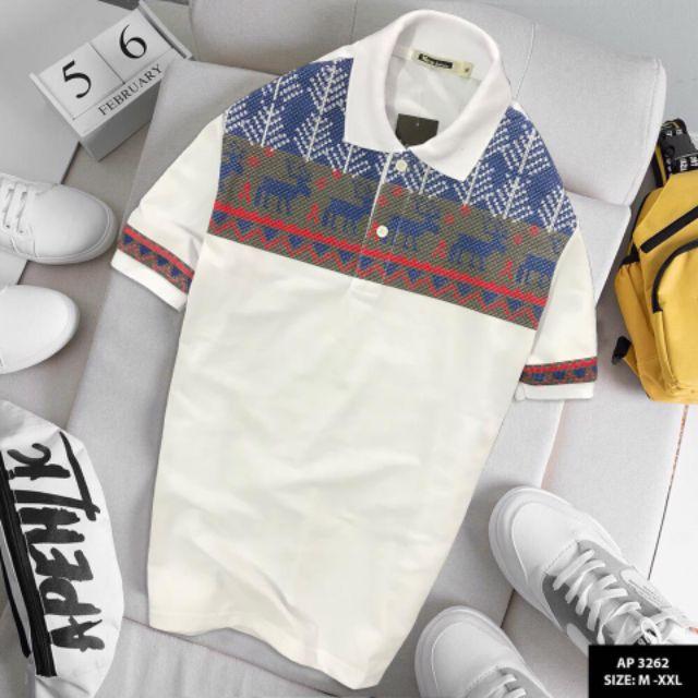 ÁO THUN NAM IN CỔ BẺ PHỐI THÂN VẢI COTTON MỚI