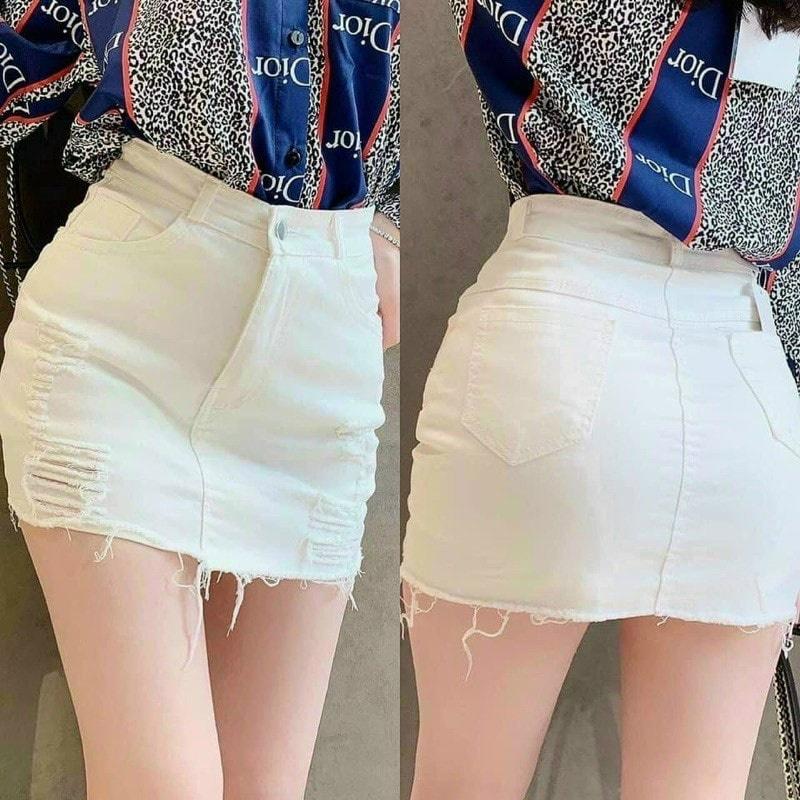 CHÂN VÁY JEAN RÁCH LAI NGẮN CHẤT ĐẸP CO GIÃN TÔN CHÂN DÀI DÁNG CAO RÁO-SAM STORE