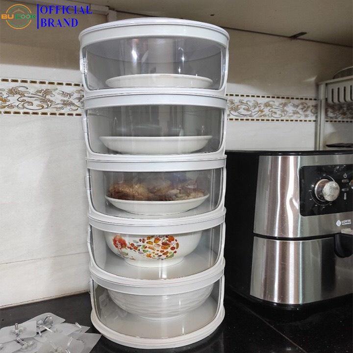 Lồng Bàn Đa Tầng, Khay Hộp Đậy Thức Ăn 5 Tầng - Giữ Nhiệt, Chống Bụi Và Côn Trùng
