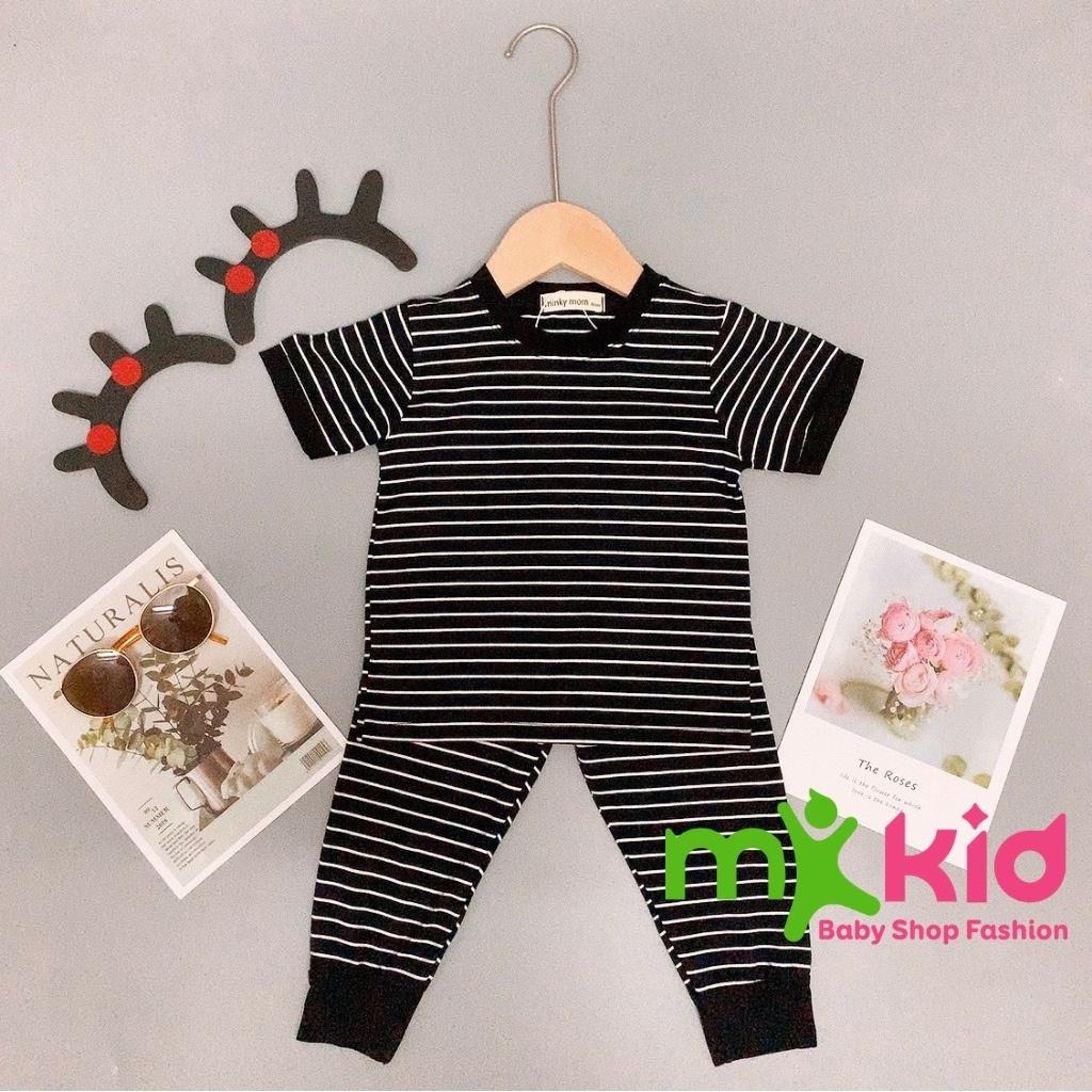 Bộ Tay Ngắn, Quần Dài THUN LẠNH MINKY MOM Sọc Kẻ Ngang Dễ Thương Cho Bé Trai bé Gái