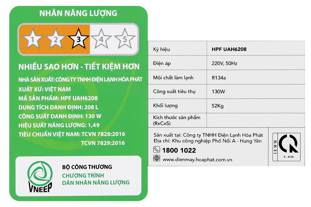 Tủ đông đứng Hòa Phát 208 Lít HPF UAH6208 Model 2022 - Hàng Chính Hãng (Chỉ giao HCM)