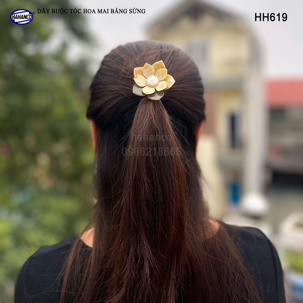 Dây cột tóc hoa mai bằng sừng - phụ kiện tóc độc lạ phong cách Hàn Quốc - handmade đẹp - HH619