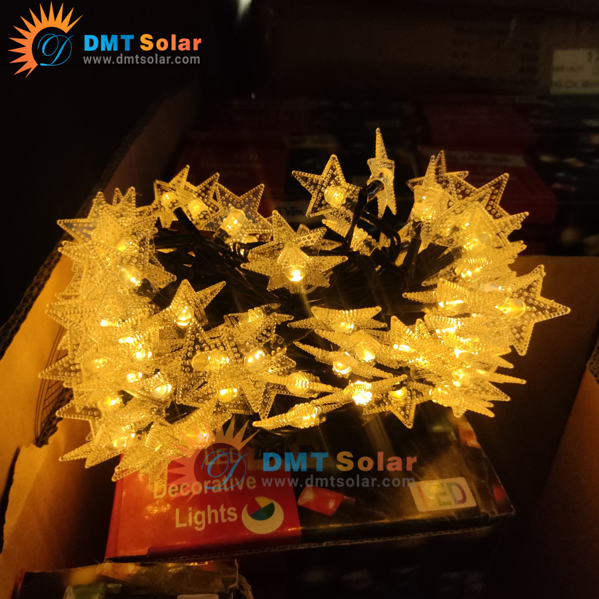 Dây đèn LED năng lượng mặt trời ngôi sao màu vàng/nhiều màu- 100 bóng LD02