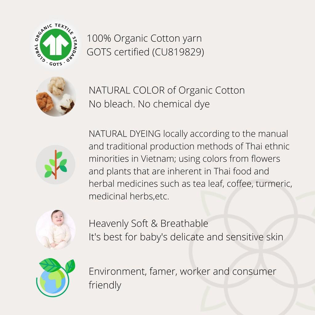Áo phông nam sợi bông hữu cơ màu trắng ngà nhãn thêu chìm - Organic and Natural Life by Mimi
