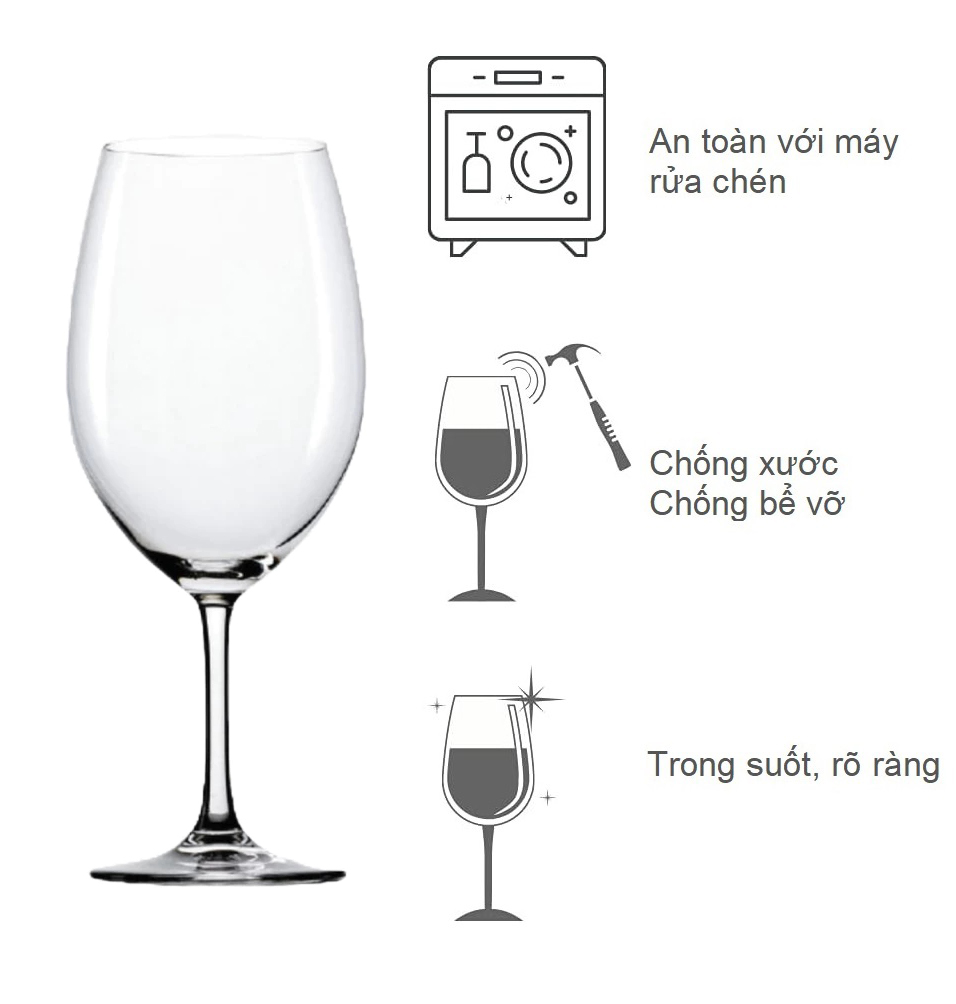 Ly Rượu Vang Đỏ Đẹp, Bầu Ly Rộng Stolzle Classic Bordeaux Red Wine Glass 650ml - Pha Lê Sang Trọng - Lý Tưởng Để Thưởng Thức Amarone, Cabernet Sauvignon