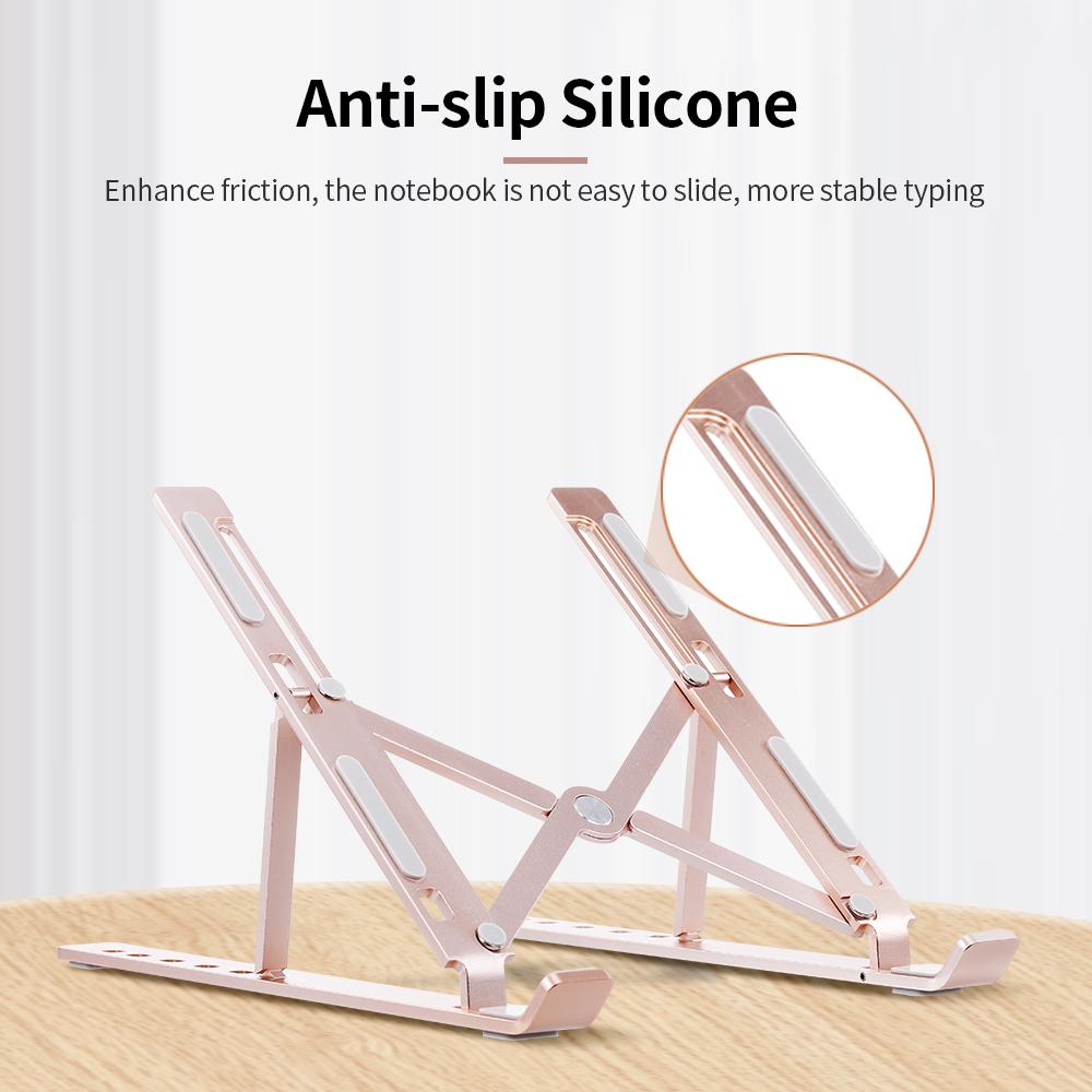 6-level Adjustable Laptop Stand Portable Aluminum Alloy Laptop Stand Foldable Non-slip Notebook Holder Black