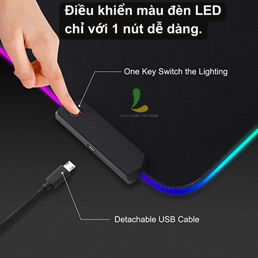 Lót chuột gaming có đèn RGB - Luminous mouse pad kích thước 250x350 phù hợp mọi loại thiết bị chuột