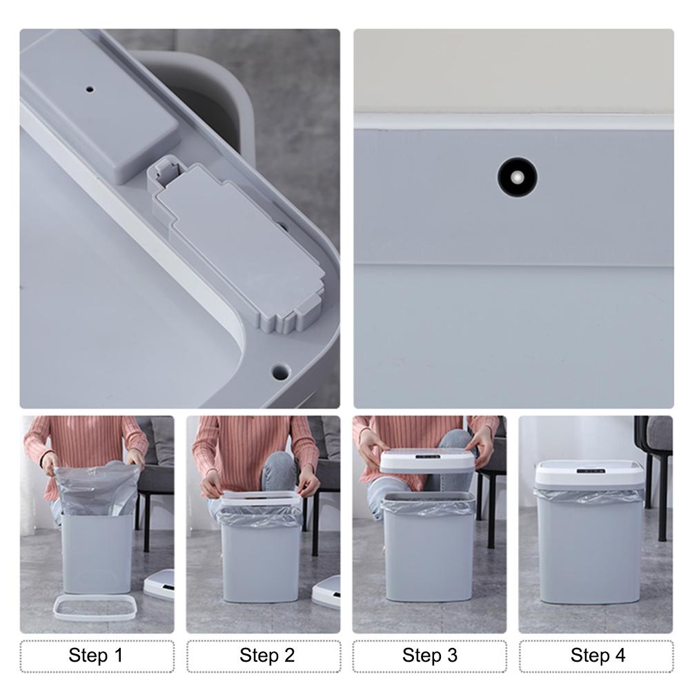 Thùng rác thông minh 15L có nắp cảm biến chuyển động rảnh tay tự động mở khi phát hiện có người đến gần nắp hoặc đập thùng