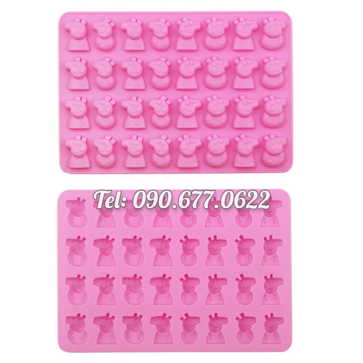 Khuôn silicone làm rau câu, kẹo dẻo, socola 32 heo con Peppa Cute - Mã số 1118