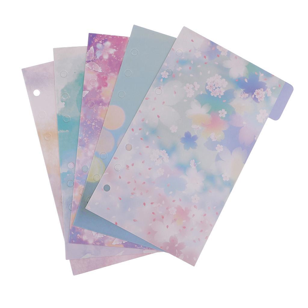 5 Pieces Colorful 6 Holes Memo Paper Indexing Dividers Sheets For Journal Note Book Diary Cardstock