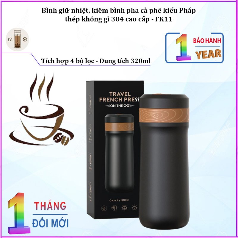 Bình giữ nhiệt kiêm pha cà phê kiểu Pháp thương hiệu iCafilas FK11