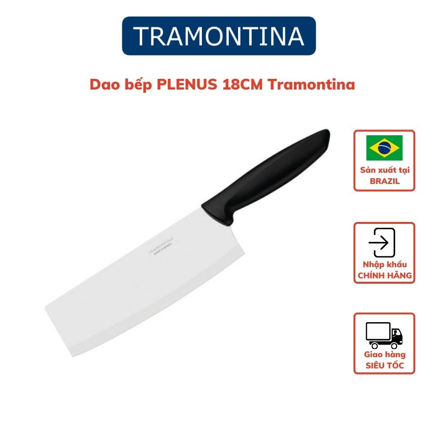 Dao Bếp Tramontina Plenus Bản Rộng Kiểu Á Lưỡi Dài 18cm Thép Không Gỉ Siêu Sắc Bén Sản Xuất Tại Brazil