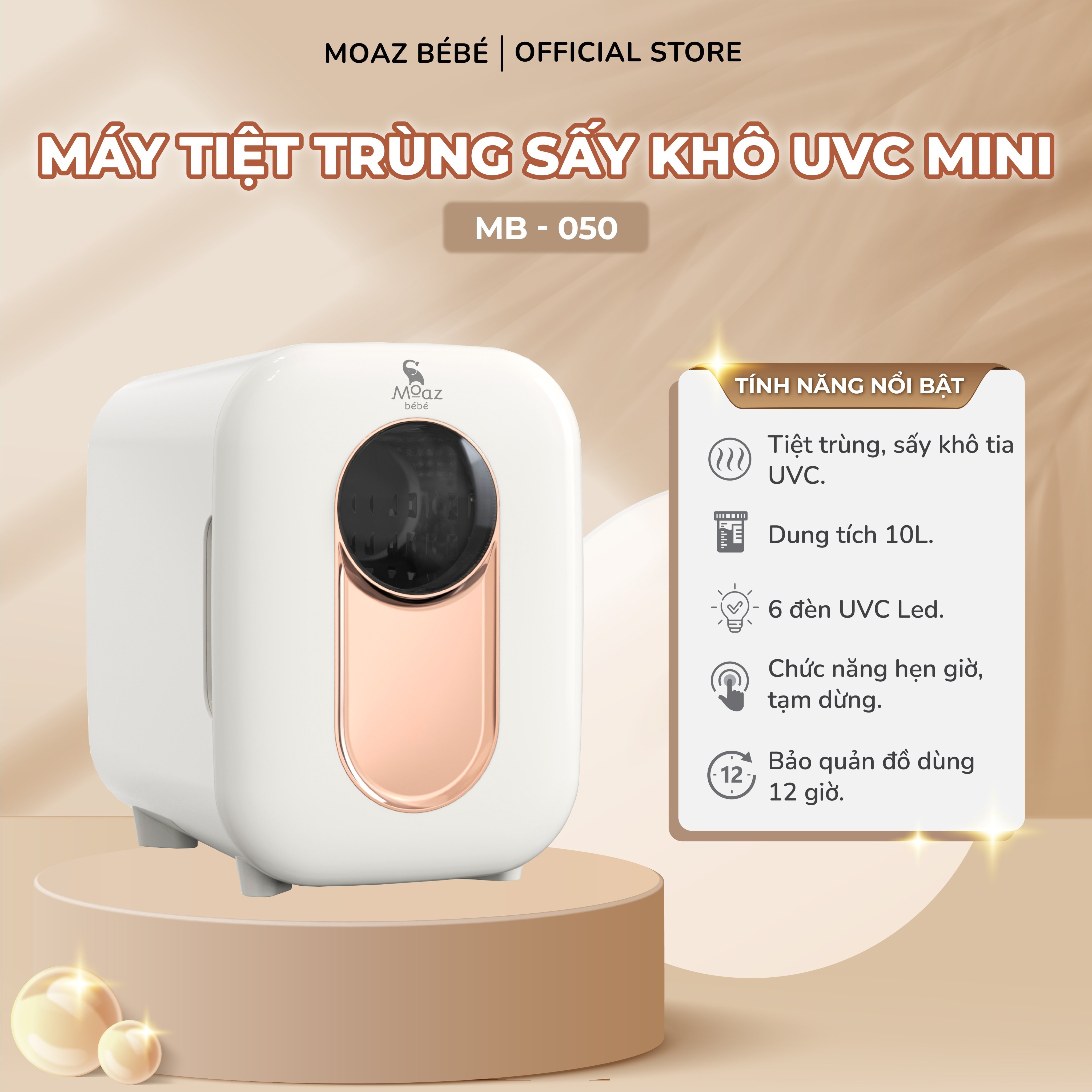 Máy tiệt trùng sấy khô UVC Mini Moaz BéBé MB050